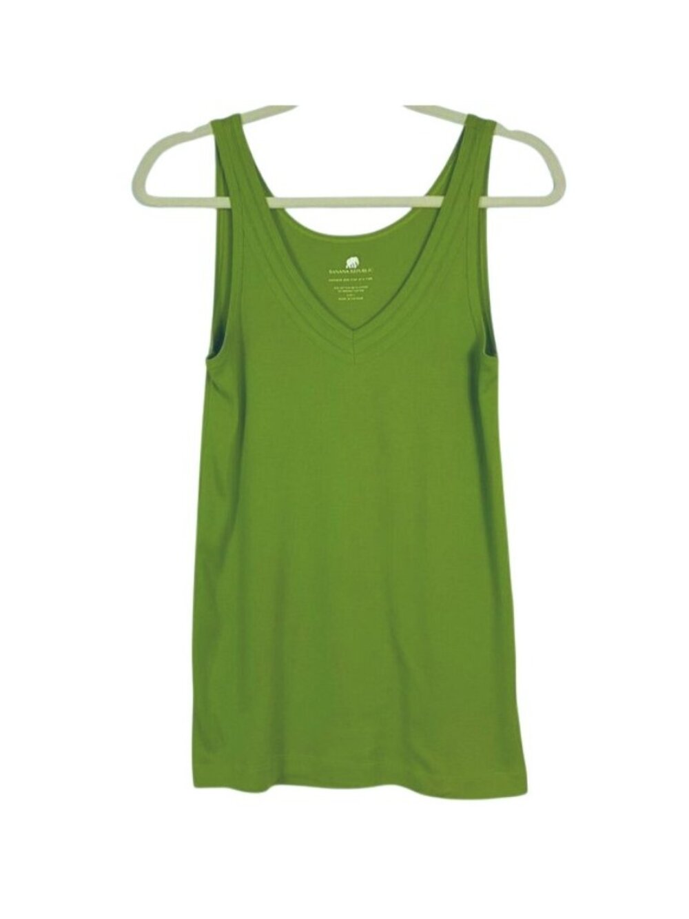 Banana Republic Leslie Tank Top Green Size Large Ribbed Organic Cotton Blend